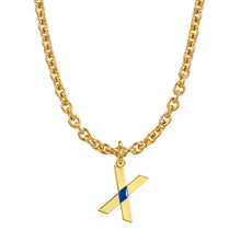 Load image into Gallery viewer, Lock chain necklace and drip glaze letter pendant golden set
