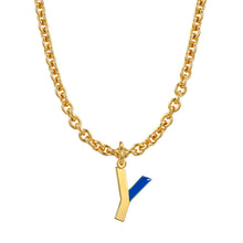 Load image into Gallery viewer, Lock chain necklace and drip glaze letter pendant golden set
